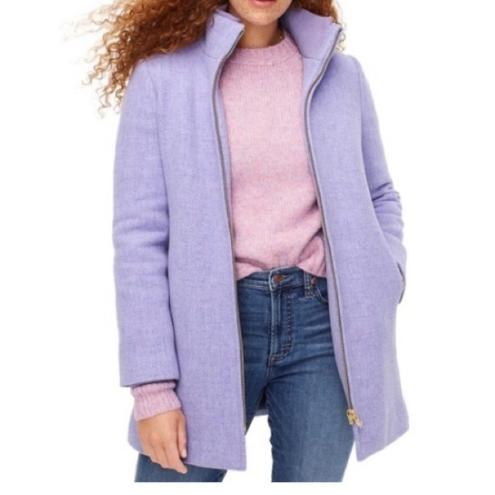NWT J. Crew Purple Lodge Coat in Italian Stadium - Cloth Wool